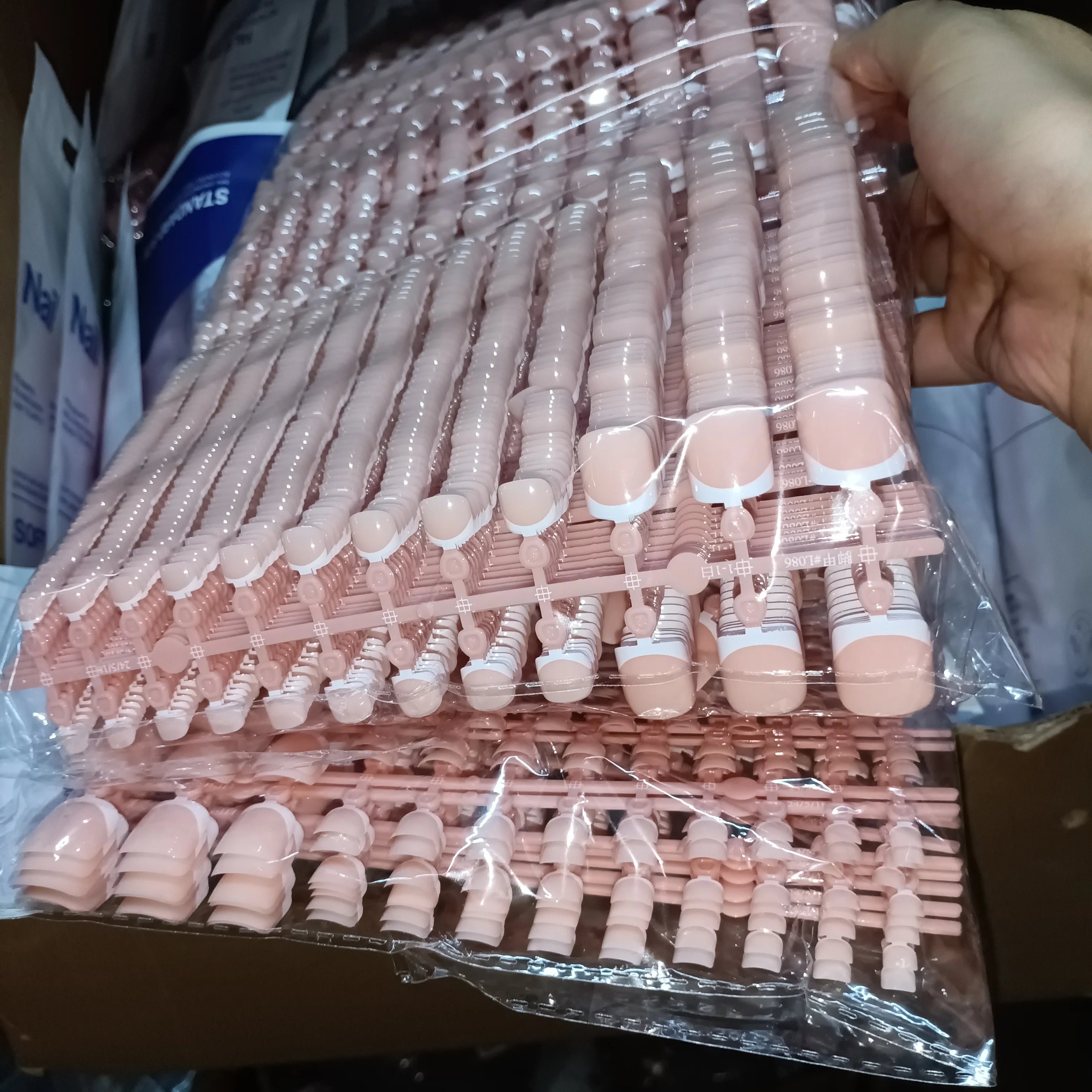 120 Pieces Pink Square Toe Nail Tips Full Cover Extensions - Smarsty