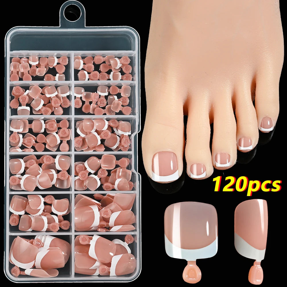 120Pcs French Fake Toenails in 9 Colors for Summer Style - Smarsty