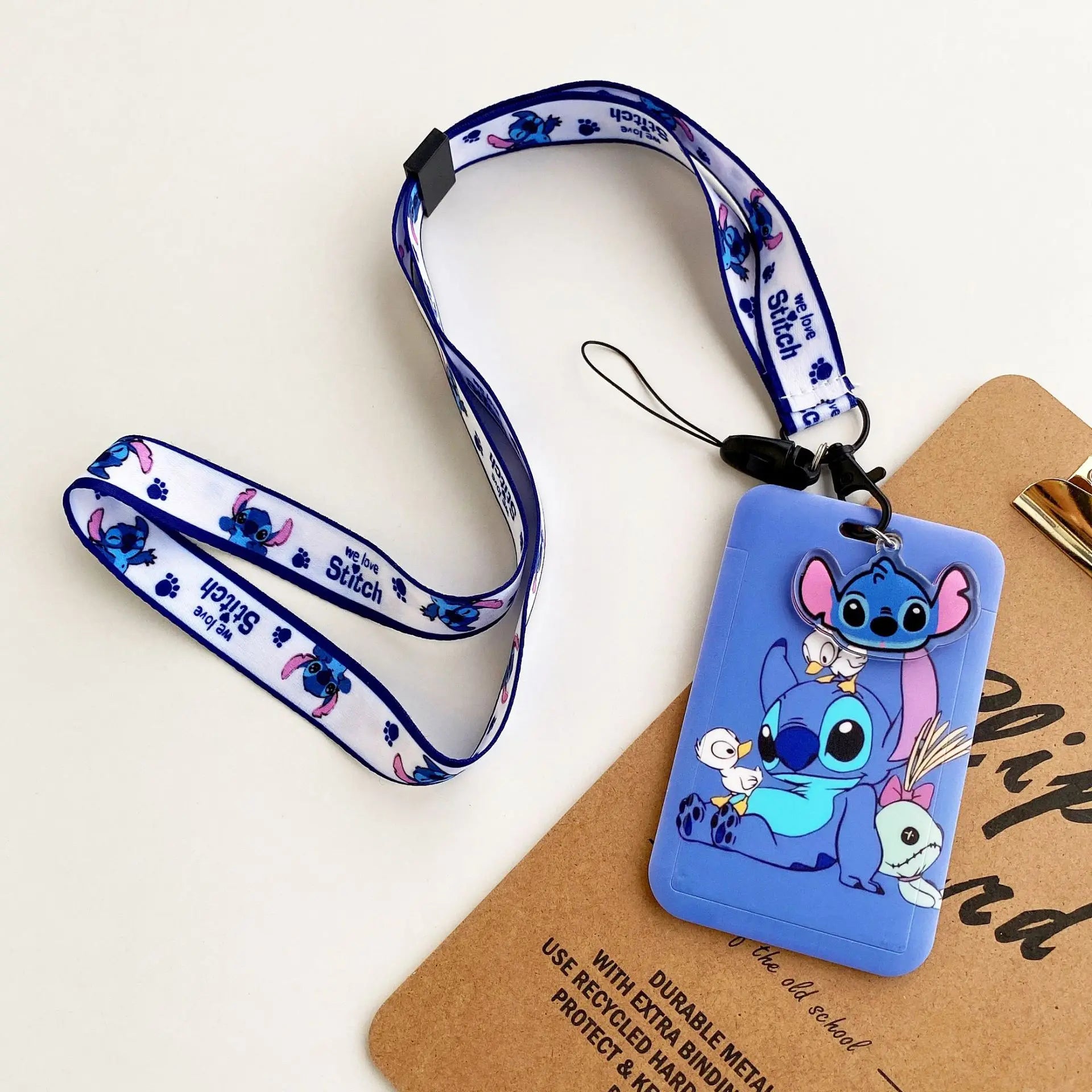 Disney Stitch ID Badge Holder Lanyards Pendant Lovely Girls Lilo Door Card Holders Neck Strap Keychain Women Credential Gift - Smarsty