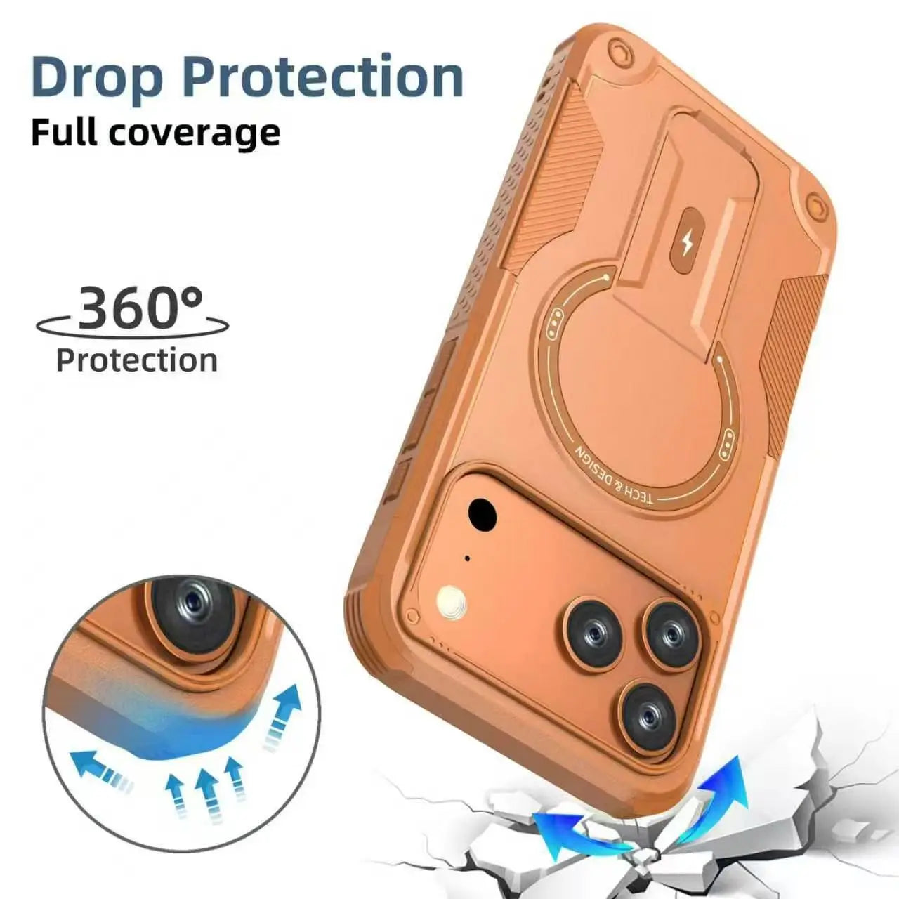 Armour Invisible Bracket For Magsafe Case For iPhone 17 Pro Max Magnetic Wireless Charge Stand Holder Coque Cover