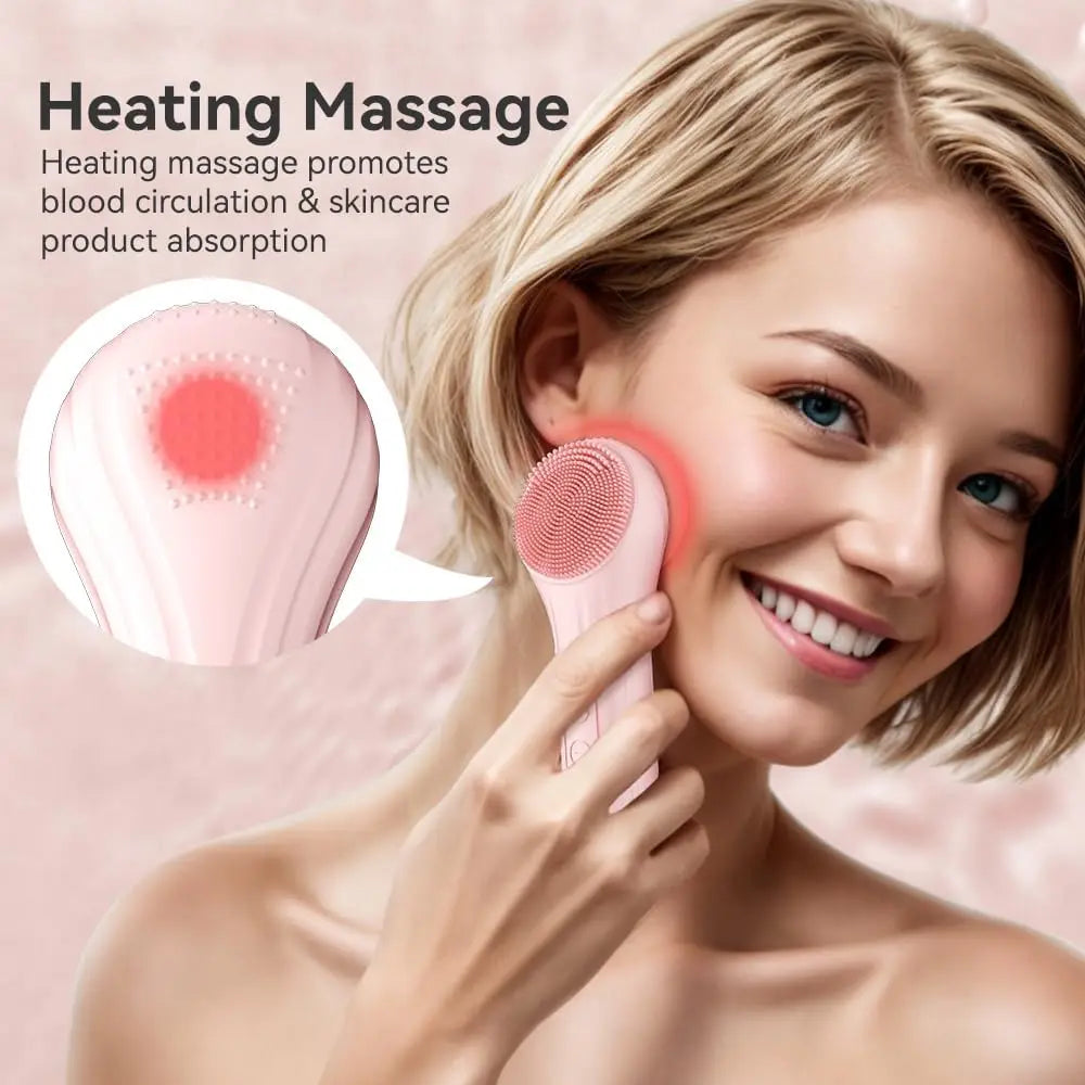 Electric Silicone Face Scrubber with Heating Vibration - Smarsty
