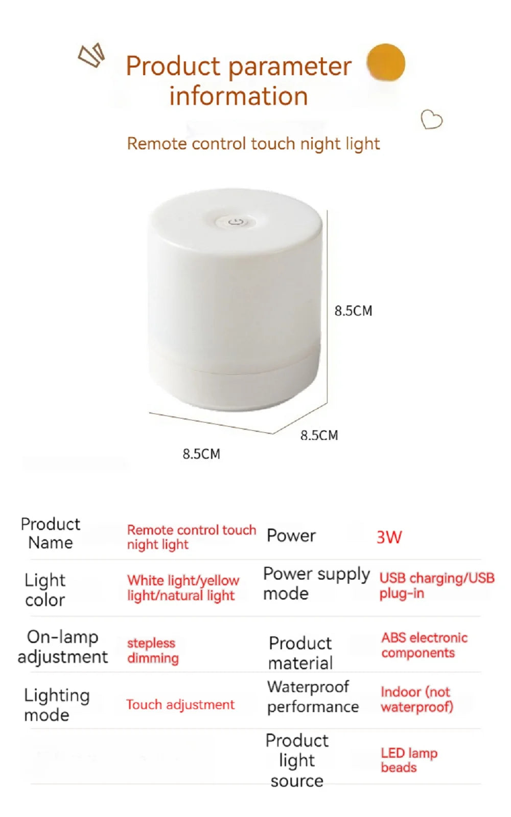 USB Charging Touch Bedside Lamp with Dimming Modes - Smarsty