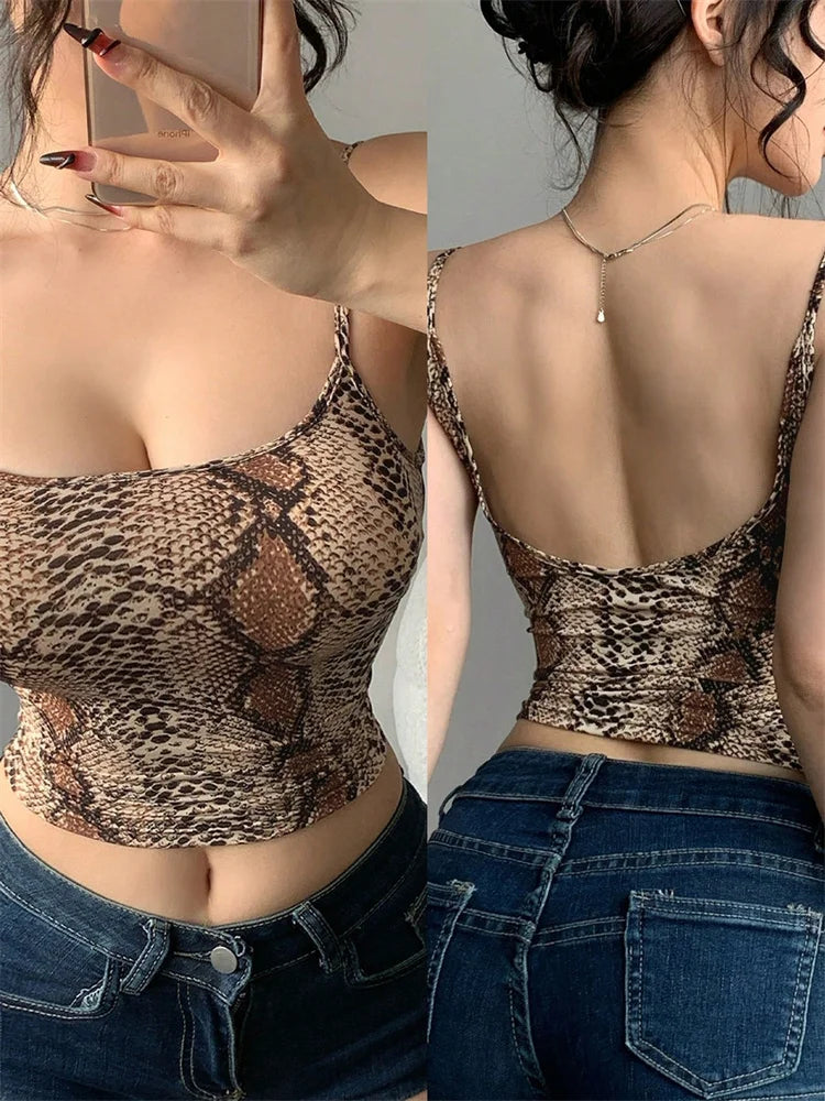 Women Backless Cami Crop Top Summer Solid Color Casual Sleeveless Top Streetwear Y2K Clothes - Smarsty