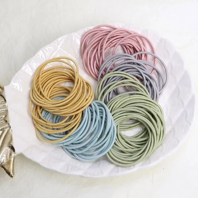 100Pcs Thin Hair Ties Elastic Bands No Crease Holds - Smarsty