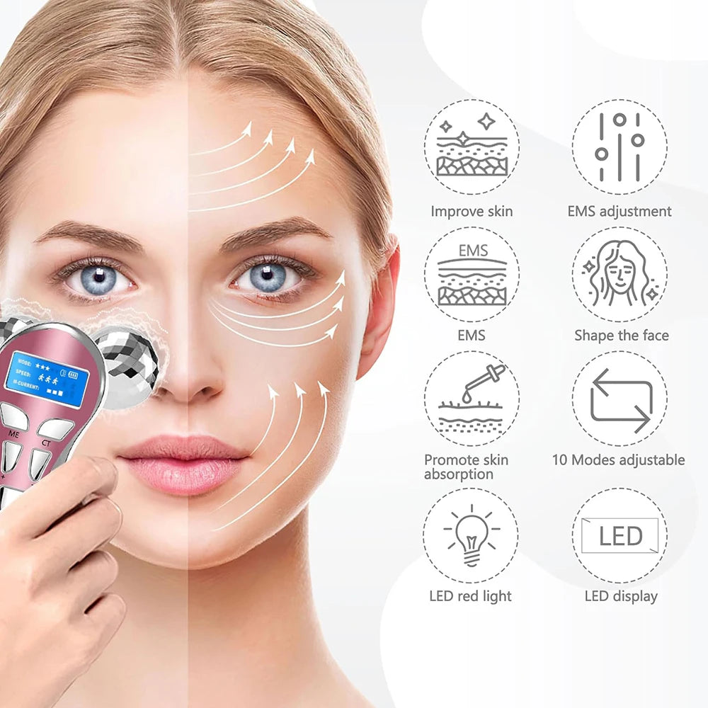4D EMS Face Massager Roller for Lifting and Anti-Aging - Smarsty