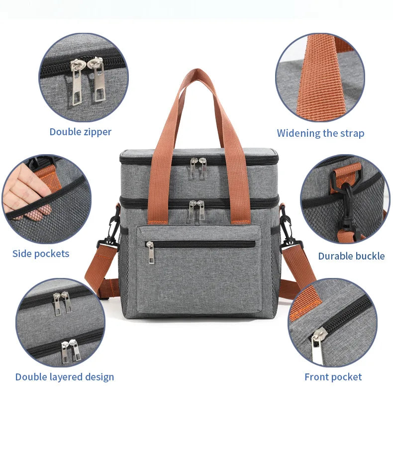 Insulated Cooler Lunch Bag Tote For Women Men Travel - Smarsty