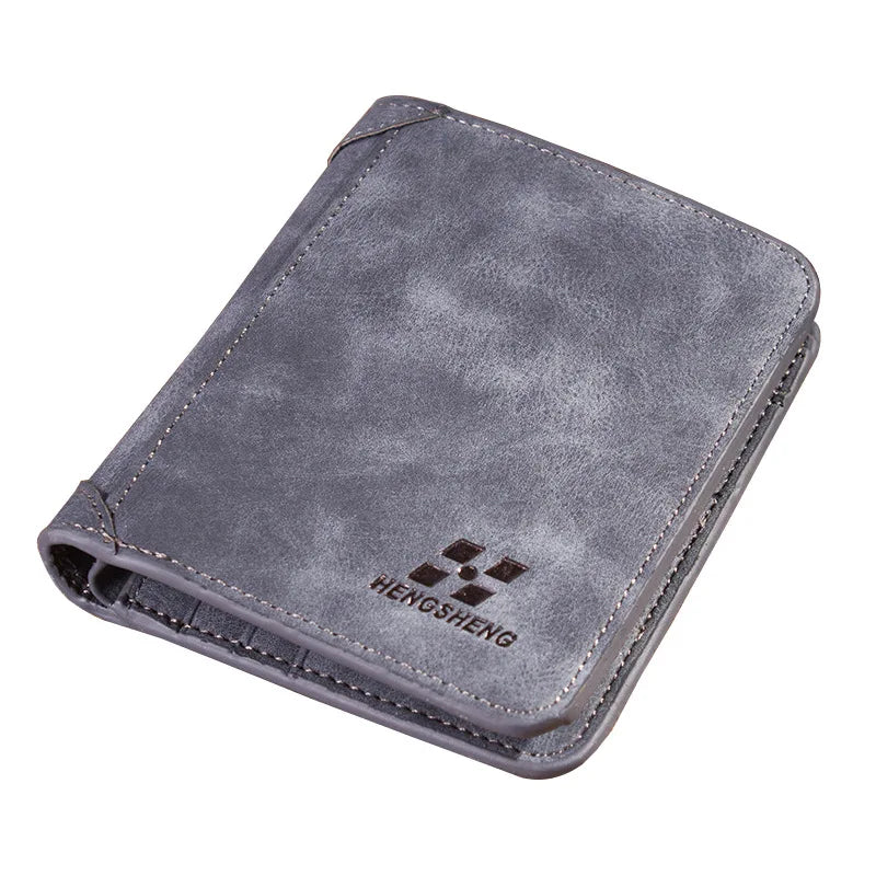 New Men Wallets Credit Card/ID Holder Vintage Brand Male Wallet High Quality PU Leather Photo Holder Foldable Short Men Purse - Smarsty