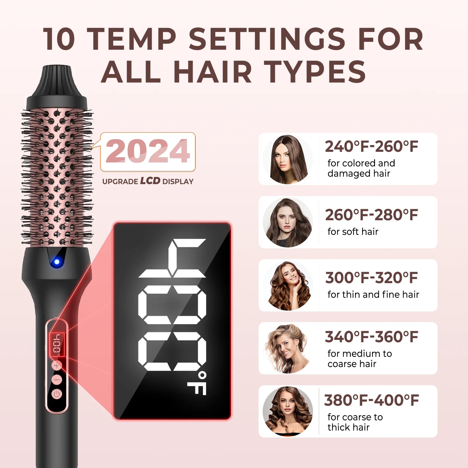 Heated Styling Brush 3-in-1 Ionic Curling Tool - Smarsty