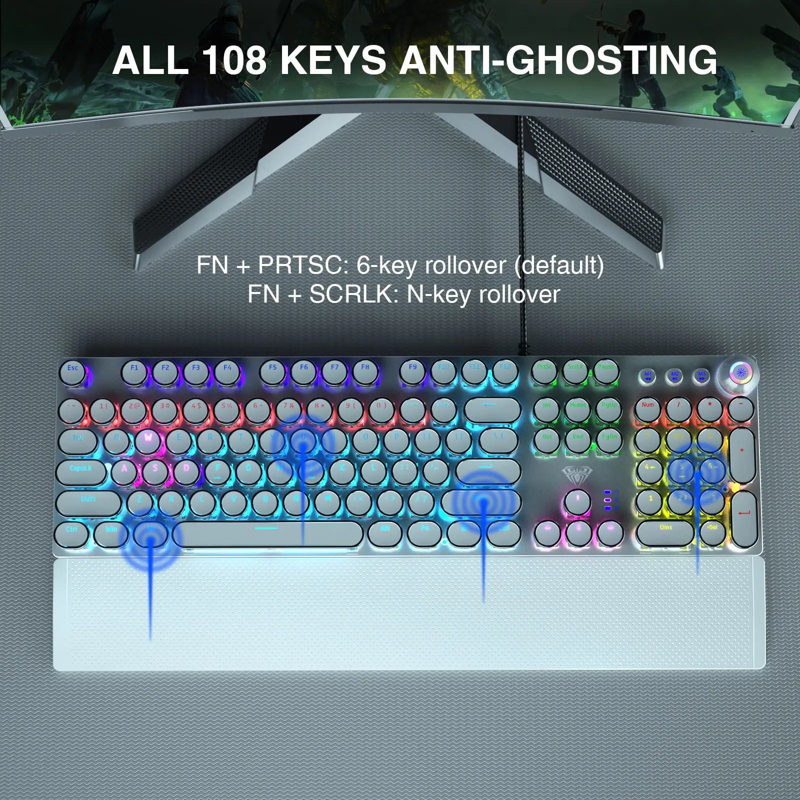 Mechanical Keyboard Blue Switch RGB Backlit Ergonomic