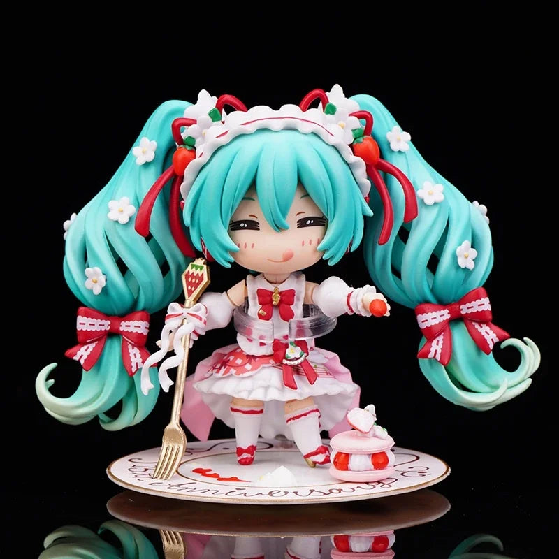 10cm #1939 Hatsune Miku Anime Figure 15th Anniversary Strawberry Miku Action Figure #1940 PVC Collection Model Doll Toys Gift - Smarsty