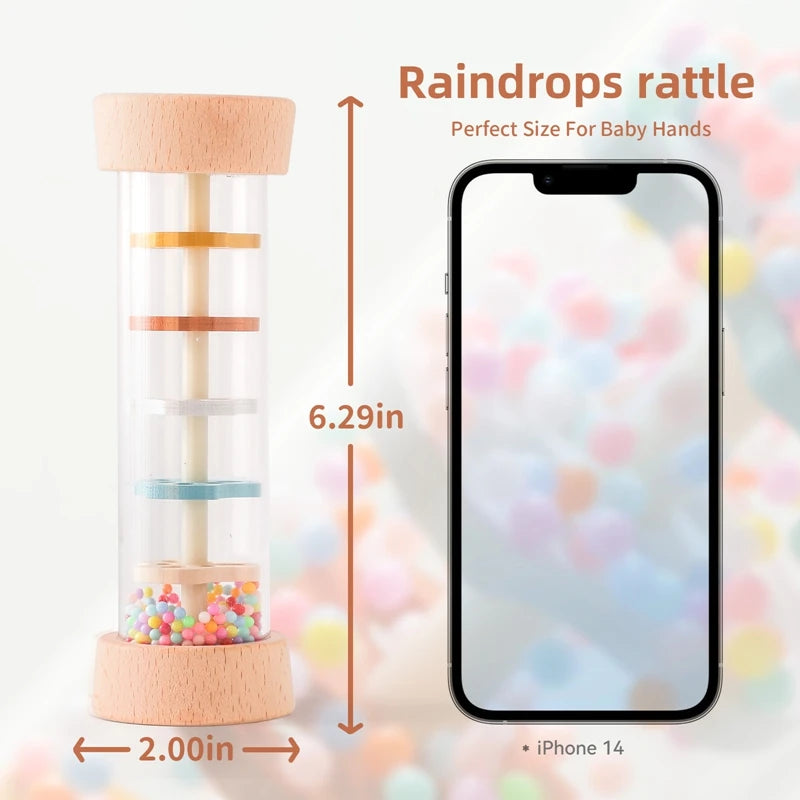 Montessori Baby Rain Stick Rainbow Hourglass Rain Music Rattle Baby Educational Toy Colorful Montessori Sensory Toys for Kids - Smarsty