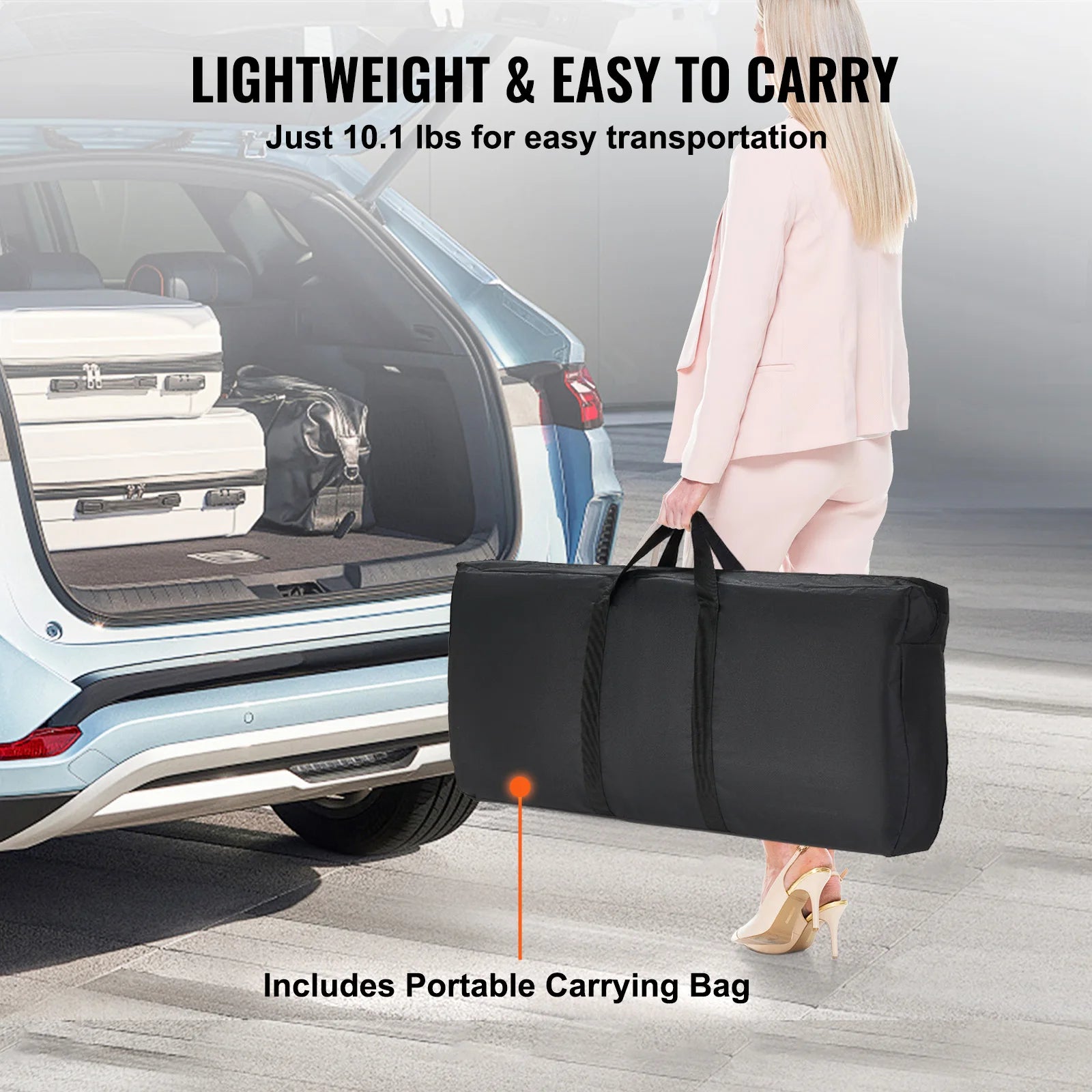 SucceBuy Folding Portable Bar Table Tradeshow Podium Table for Party Picnic Exhibition Include Carrying Case Storage Shelf Skirt