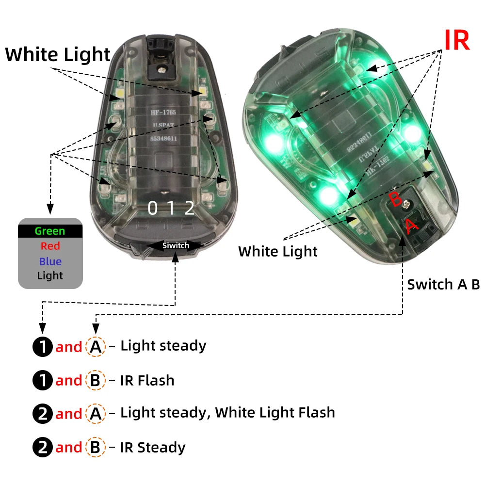 BOOIU Tactical Helmet Light Signal Light with LED IR/Strobe IFF Helmet Light Flashlight Survival Signal Light for Outdoor Sport by Smarsty