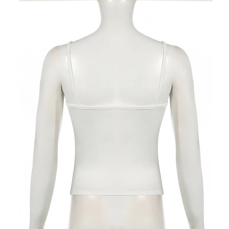 Basic Solid Camis Summer Casual Sleeveless Spaghetti Strap Top Women Harajuku All-match Cropped Tops y2k Vintage Clothing - Smarsty