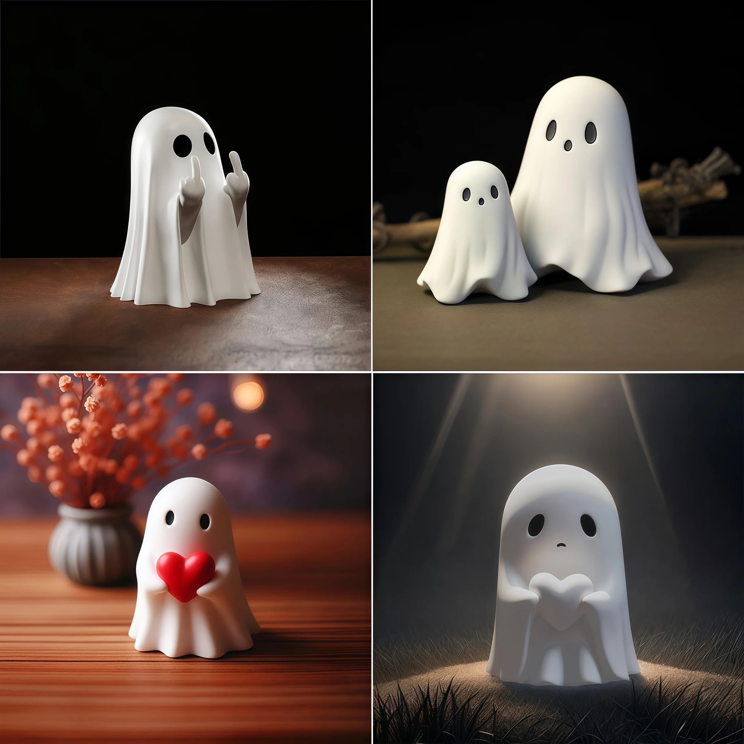 Cute Middle Finger Ghost Statue, Small Halloween Decor for Home, Centerpiece for Coffee Table, Adorable Horror Figure - Smarsty