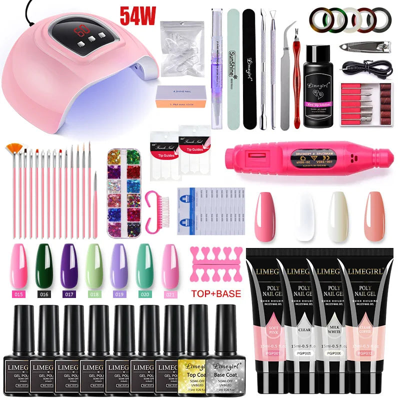 Acrylic Gel Nail Extension Kit with UV LED Lamp - Smarsty