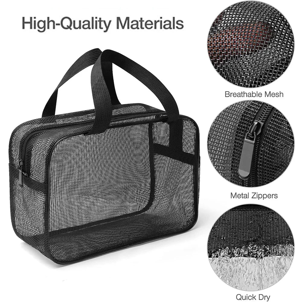 Mesh Shower Caddy Tote Bag Cosmetic Organizer Spacious - Smarsty