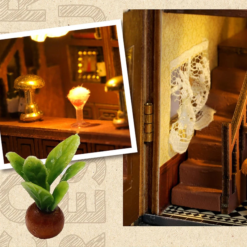 DIY Mini Wooden Doll House Assembly Building Model Pink Princess Villa Architecture Kit 3D Puzzle Dollhouse With Furniture Gifts by Smarsty