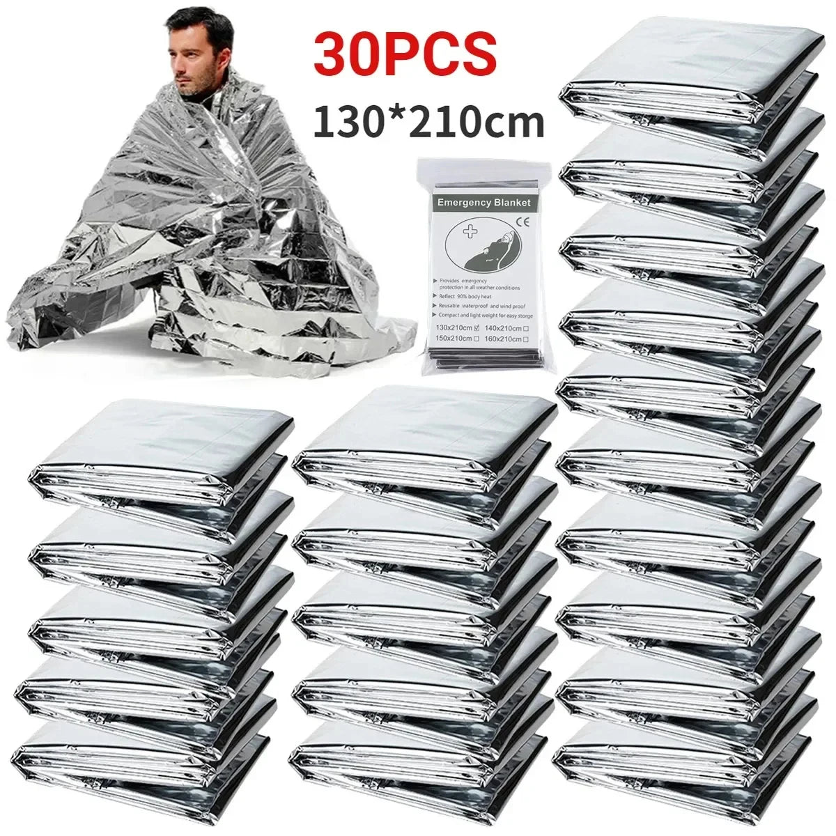 1-10PCS Emergency Blanket Outdoor Survive First Aid Military Rescue Kit Windproof Waterproof Foil Thermal Blanket for Camping by Smarsty
