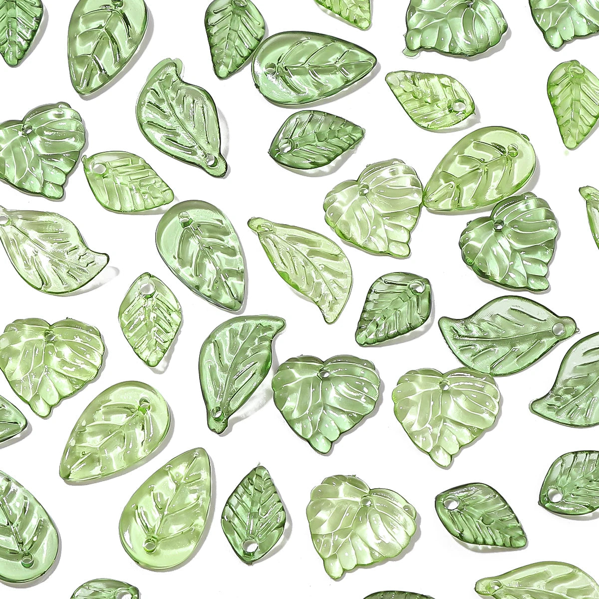 100pcs Acrylic Leaf Beads For DIY Handmade Jewelry Craft - Smarsty