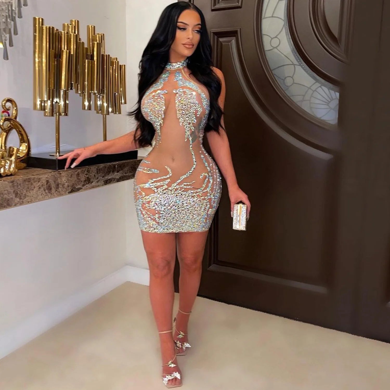 Sexy Summer Women Clothing Mesh Lace Embroidery Nightclub Ladies Dress One-piece Short Skirt Urban Style Elegant Commuting Style