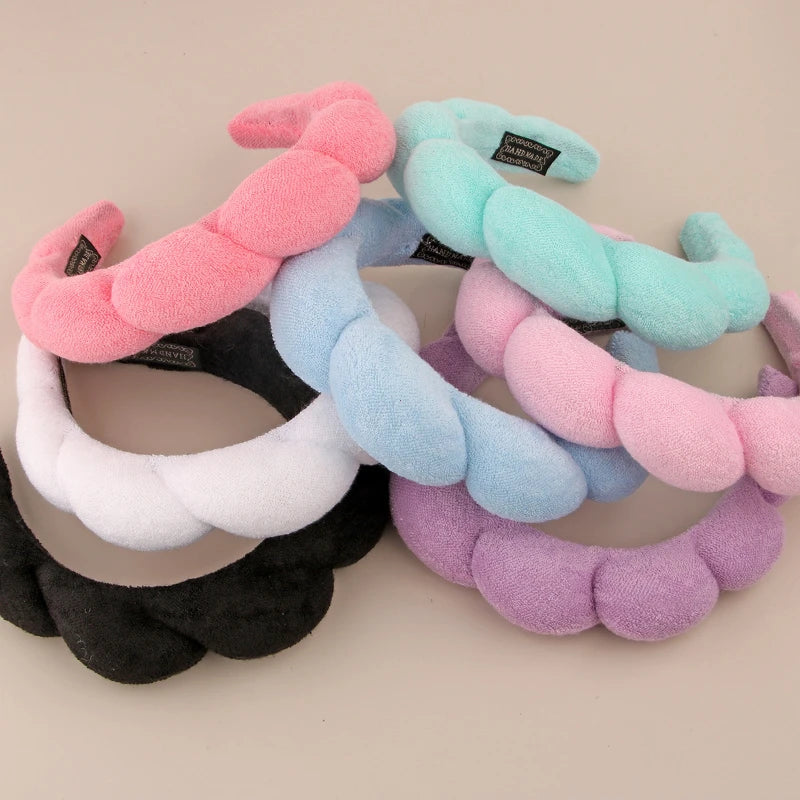 Soft Puffy Sponge Headband For Makeup Retro Terry Cloth - Smarsty