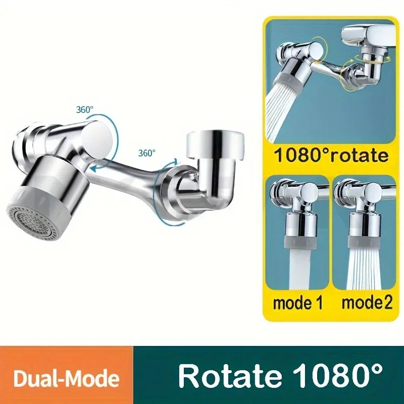 1080° Rotatable Extension Faucet Sprayer Head 2 Spray Modes Universal Bathroom Tap Extend Adapter Aerator - Smarsty