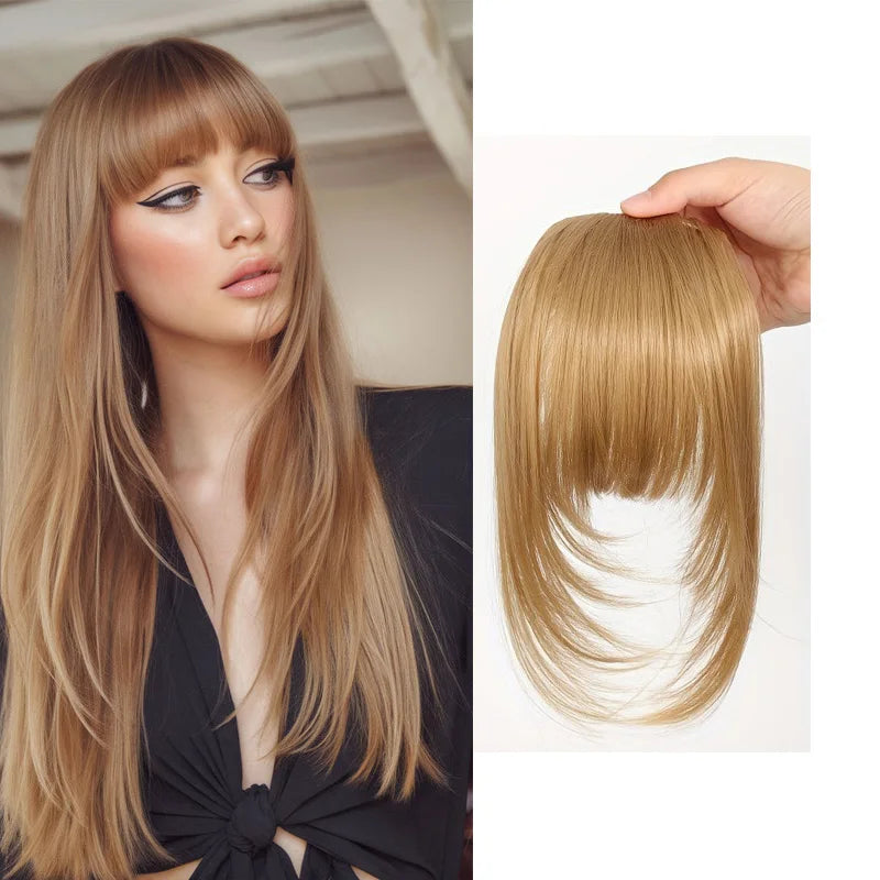 Synthetic Hair Clip-In Bangs Cut Wispy Fringe with Sideburns Dark Brown Natural Look for Women Daily Party Wear - Smarsty