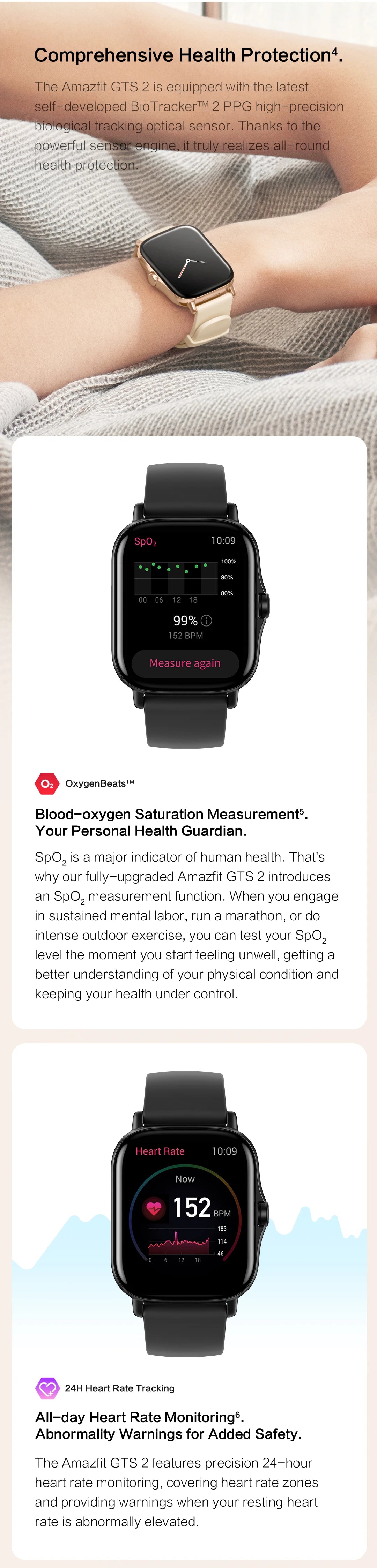 Amazfit GTS 2 Smartwatch with Health Tracking Features - Smarsty