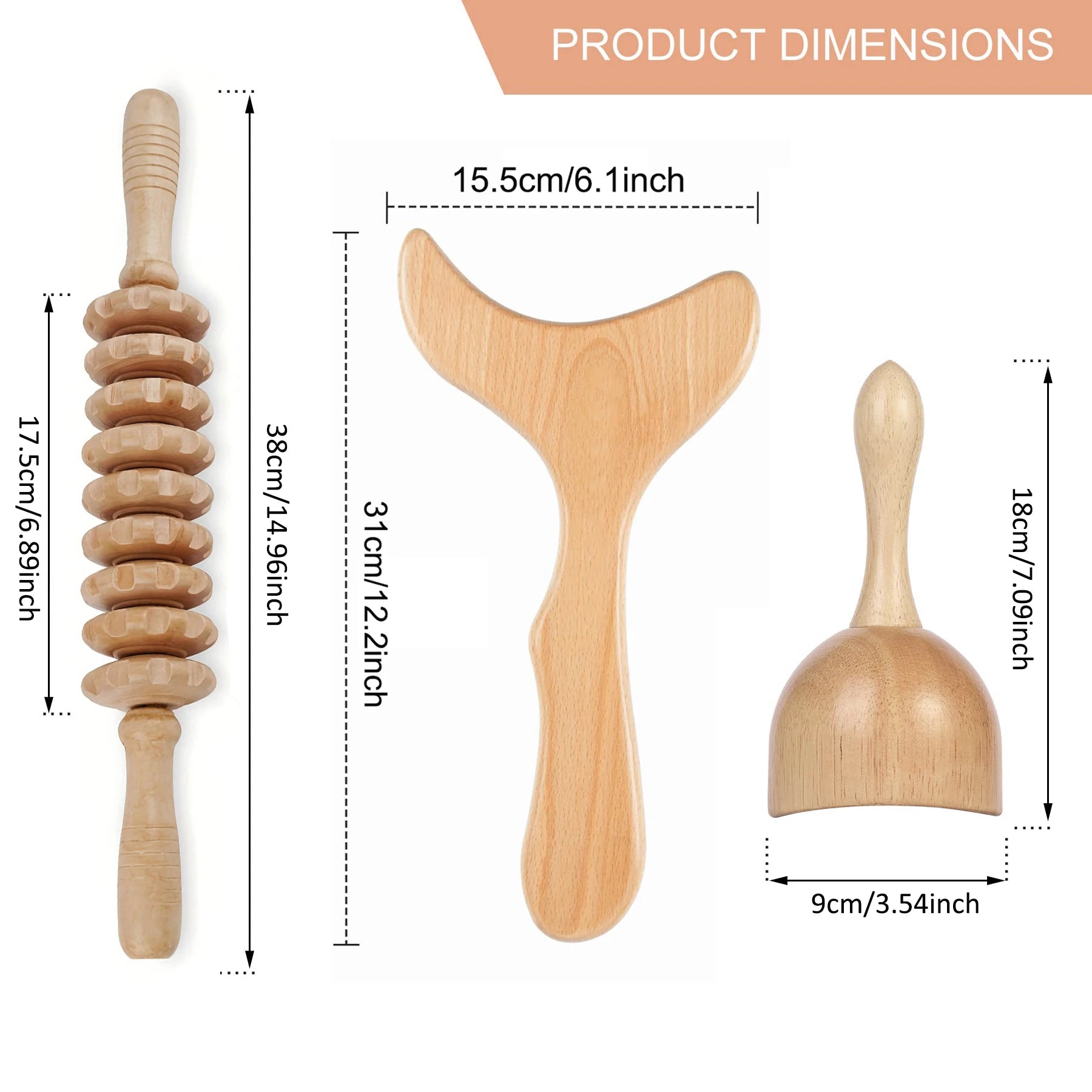Wooden Massage Roller Tool Set for Lymphatic Drainage - Smarsty