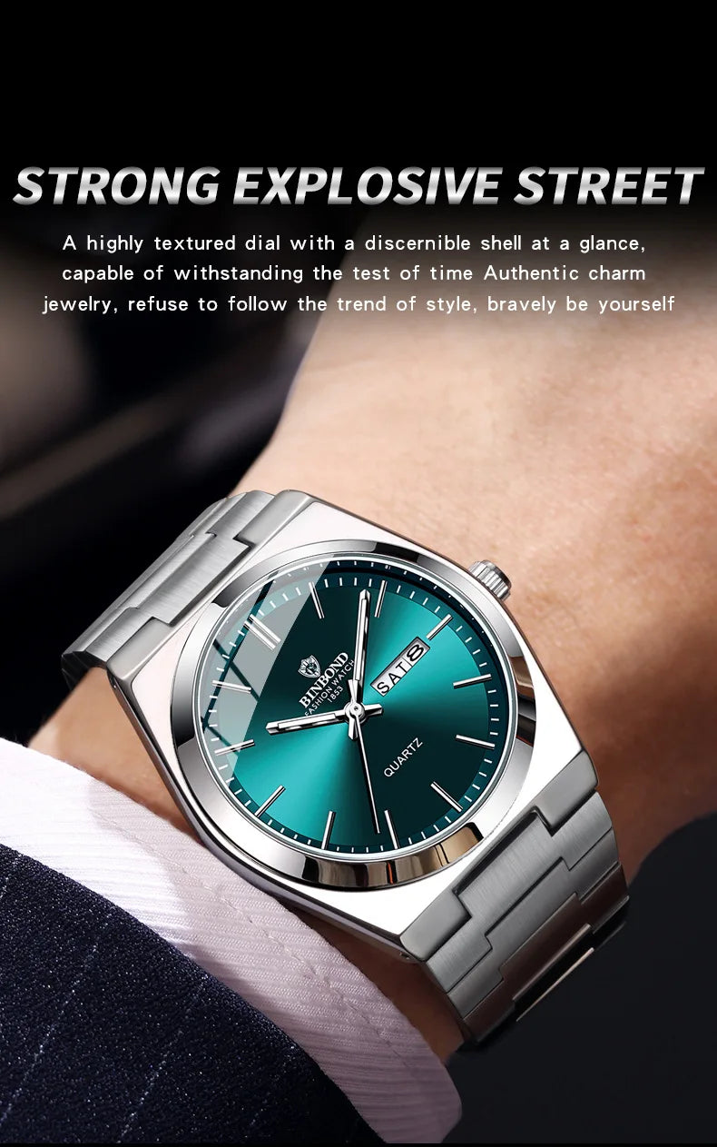 Luxury Stainless Steel Men's Watch with Double Calendar - Smarsty