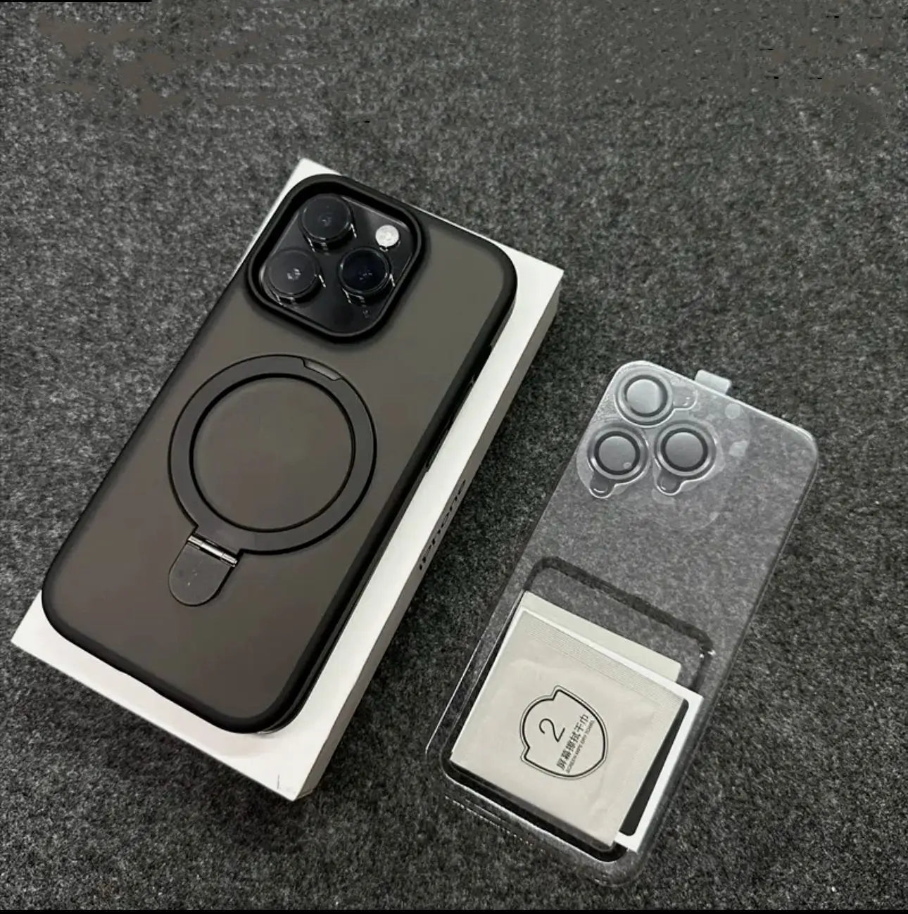 Metal Ring Stand Matte Magnetic Case for Magsafe IPhone 17 Air 15 14 13 12 11 16 Pro Max Plus with Lens Protector Mac Safe Cover