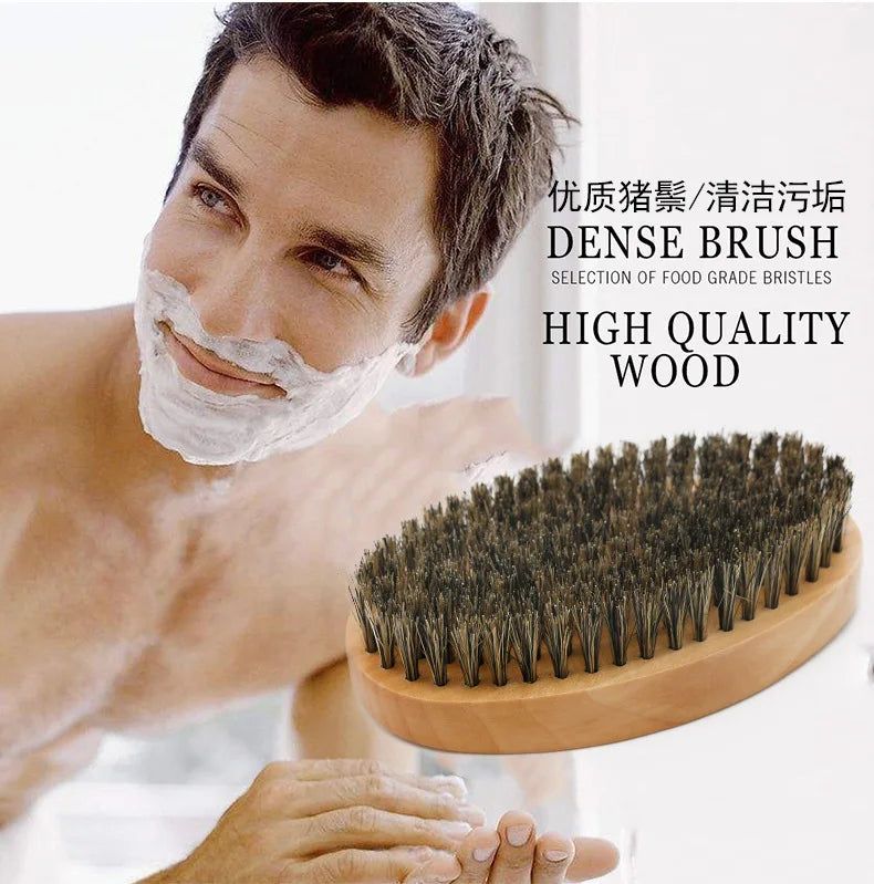 Men's Boar Bristle Shaving Brush Set for Precision Grooming - Smarsty