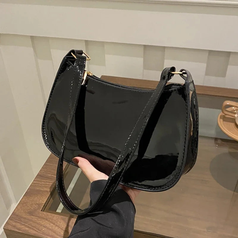 Vintage Patent Leather Shoulder Bag For Women Designer - Smarsty