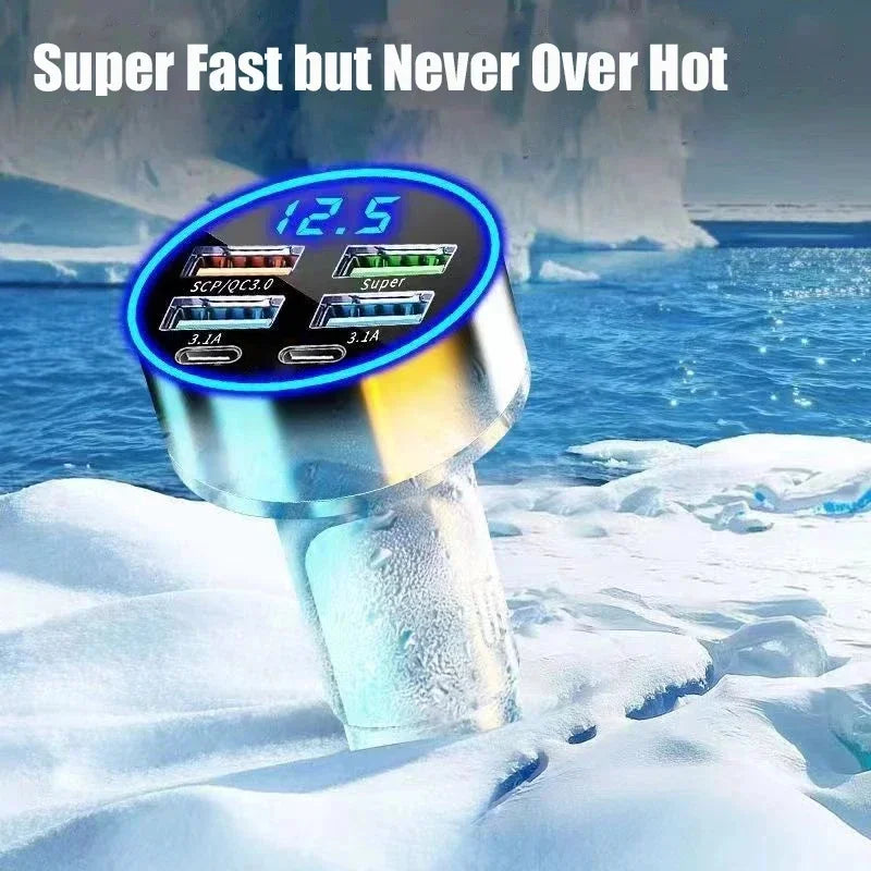 350W USB Car Charger PD QC3.0 USB C Car Phone Charger Type C Adapter for iPhone Samsung Huawei Xiaomi Quick Charge - Smarsty