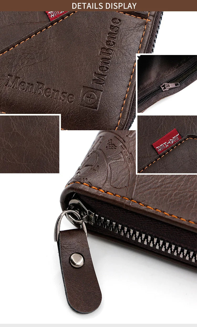 New Men Zipper Wallets Short Card Holder Vintage Male Wallet High Quality PU Leather Classic Coin Pocket Wallet For Boys - Smarsty