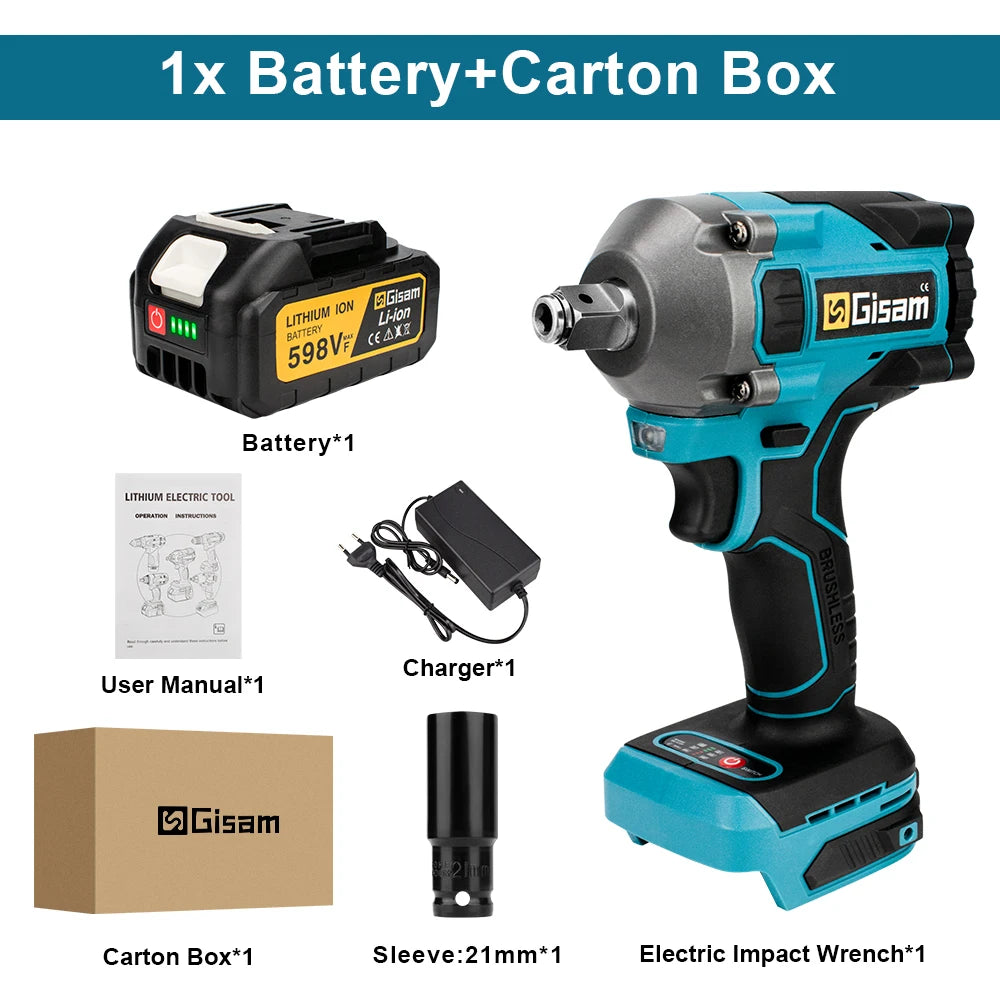 1000N M Brushless Electric Impact Wrench Cordless Power Tool - Smarsty
