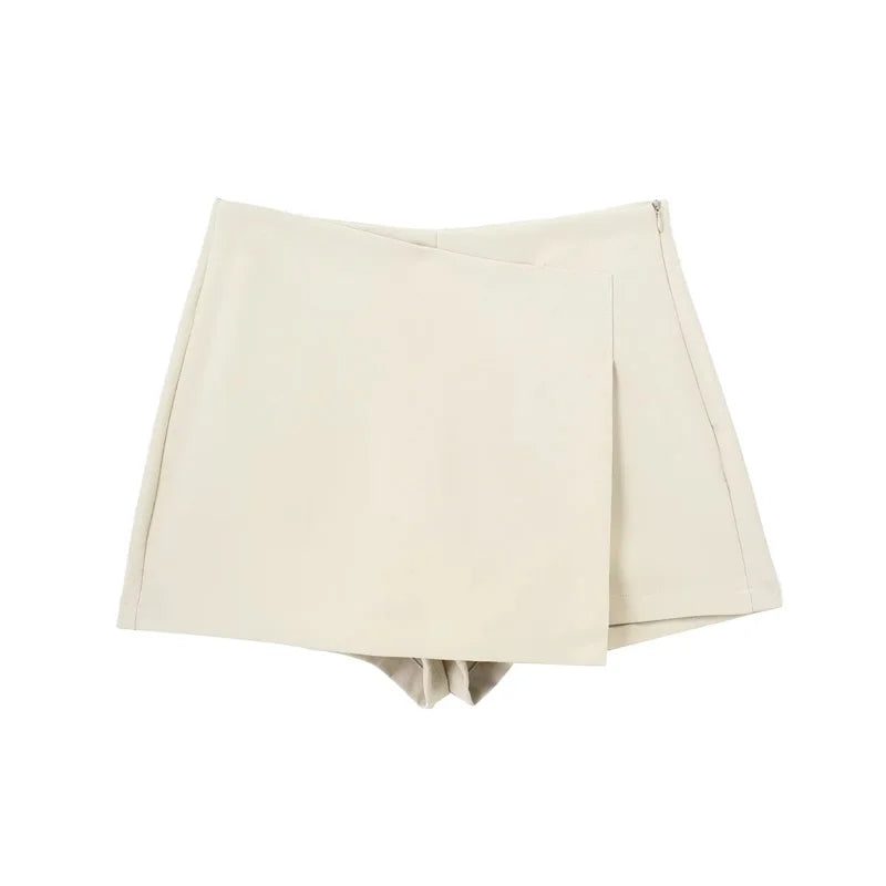 MUJER 2025 Asymmetric Skort For Women Black High Waist Mini Skirt Shorts Women Casual Bermuda Shorts Woman Summer Skirt Shorts - Smarsty