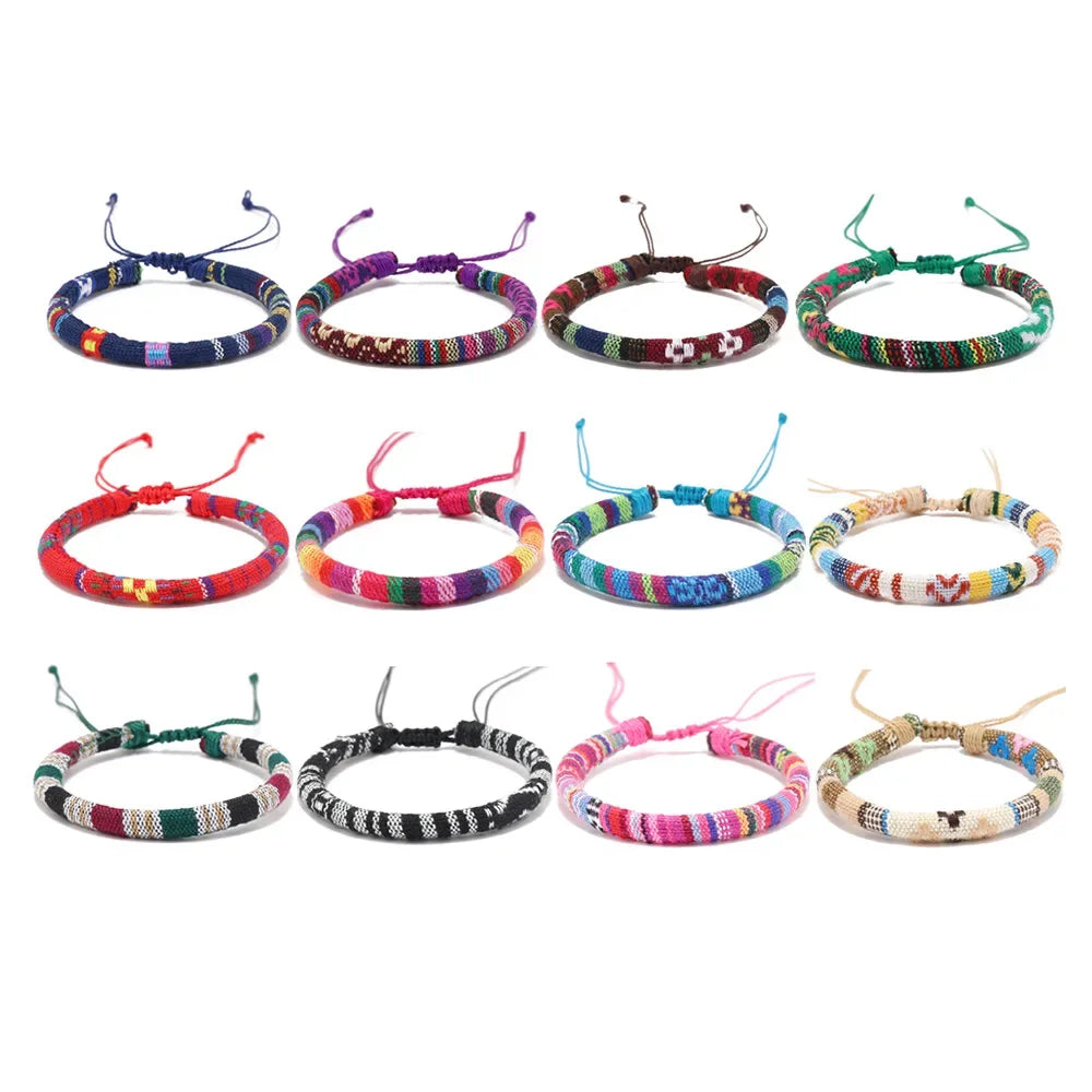 Colorful 12Pcs Nepal Ethnic Bracelet Set for Women - Smarsty