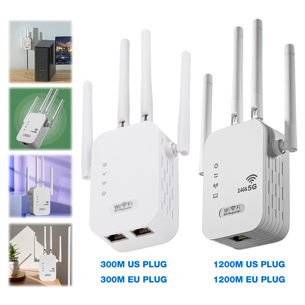Dual-Band 2.4G 5G WiFi Repeater Signal Booster WiFi Extender 802.11bgn Gigabit Router with WPS EU/US Plug Type WiFi Amplifier