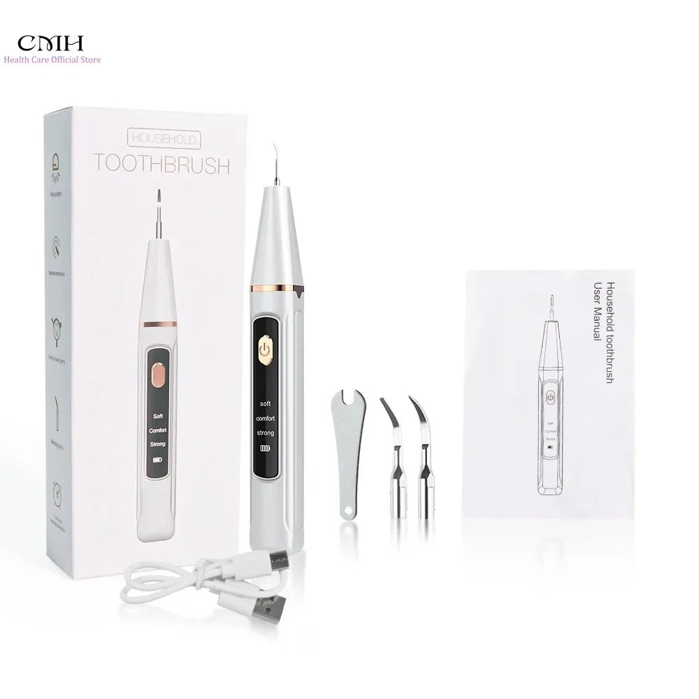 Ultrasonic Teeth Cleaner Tartar Remover Dental Calculus Stain Eraser Gum Multi Gear Type-C Rechargeable Portable Oral Care Tool - Smarsty
