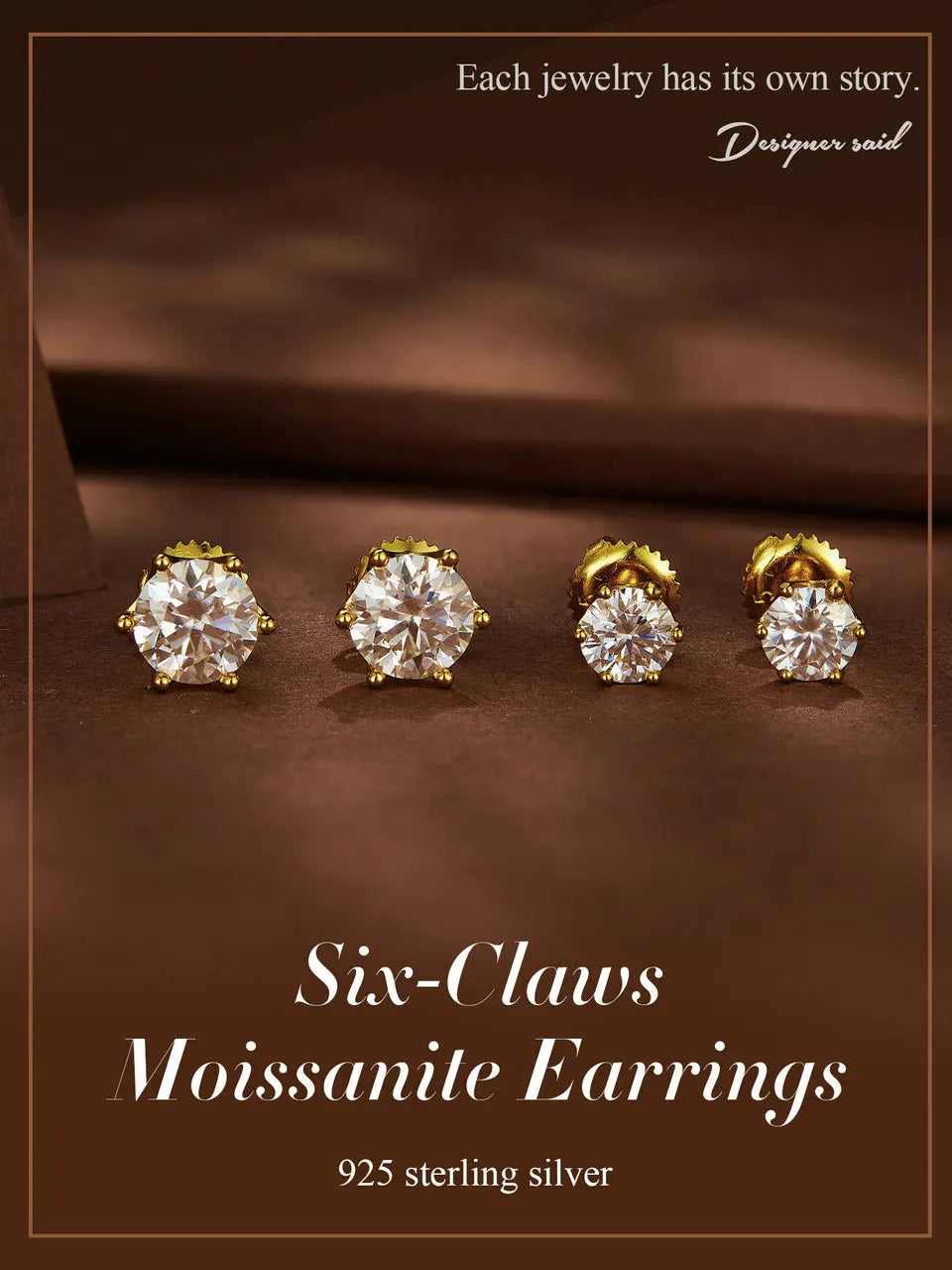 Moissanite Stud Earrings Sterling Silver Brilliant Cut - Smarsty