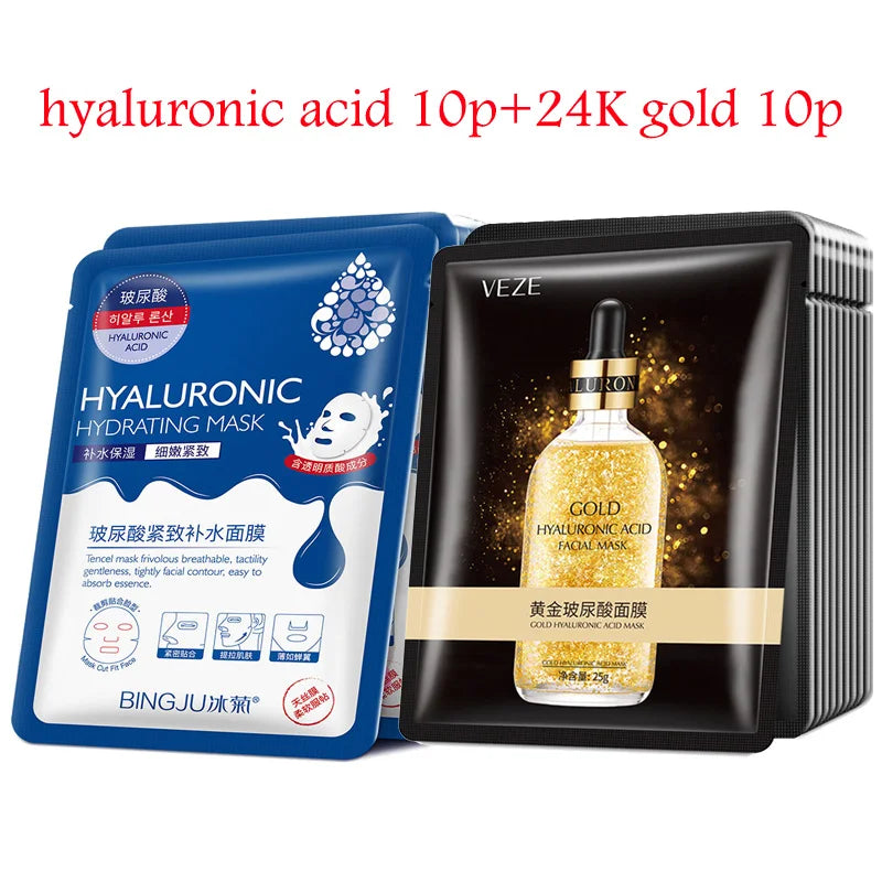20 Piece Hyaluronic Acid Collagen Face Masks for Hydration - Smarsty