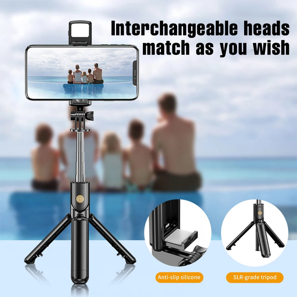 Selfie Stick Wireless Tripod Stand with Light Bluetooth Remote Extendable Tripod for iPhone Mobile Phone Tiktok Live Streaming - Smarsty