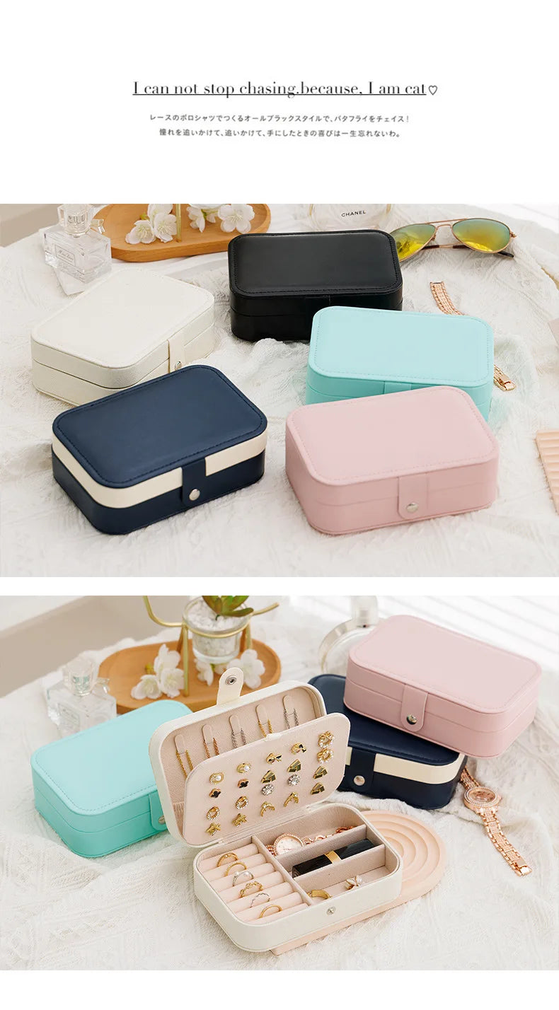 Portable Leather Jewelry Storage Box Travel Organizer - Smarsty