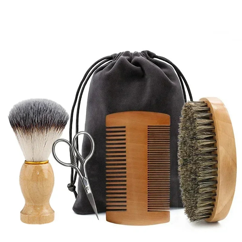 Men's Boar Bristle Shaving Brush Set for Precision Grooming - Smarsty