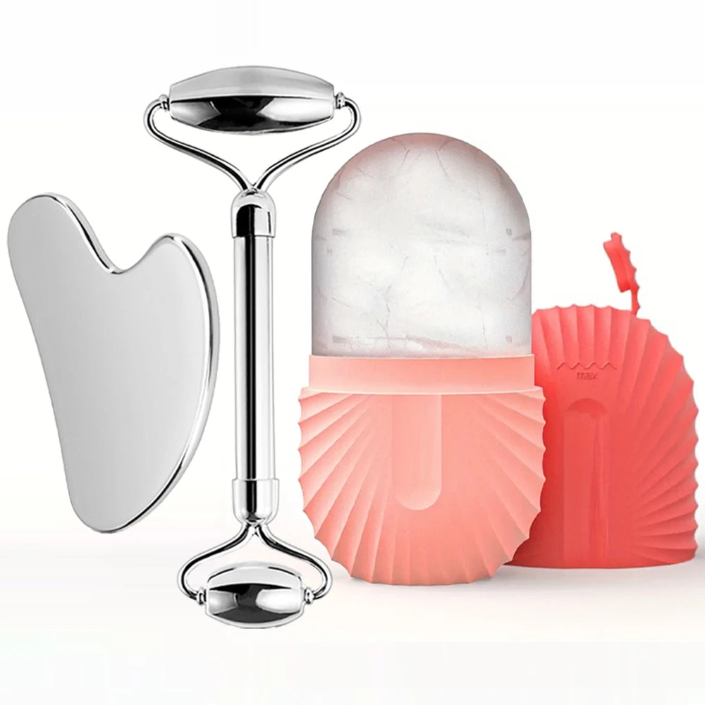 Ice Face Roller and Gua Sha Set for Effective Facial Massage - Smarsty