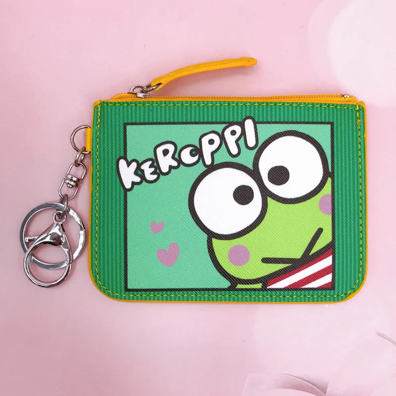 Sanrio Kurumi Little White Dog Pudding Dog Gemini Star Long Eared Rabbit Leather Card Set Wallet with Keychain Pendant