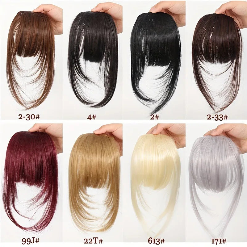 Synthetic Hair Clip-In Bangs Cut Wispy Fringe with Sideburns Dark Brown Natural Look for Women Daily Party Wear - Smarsty