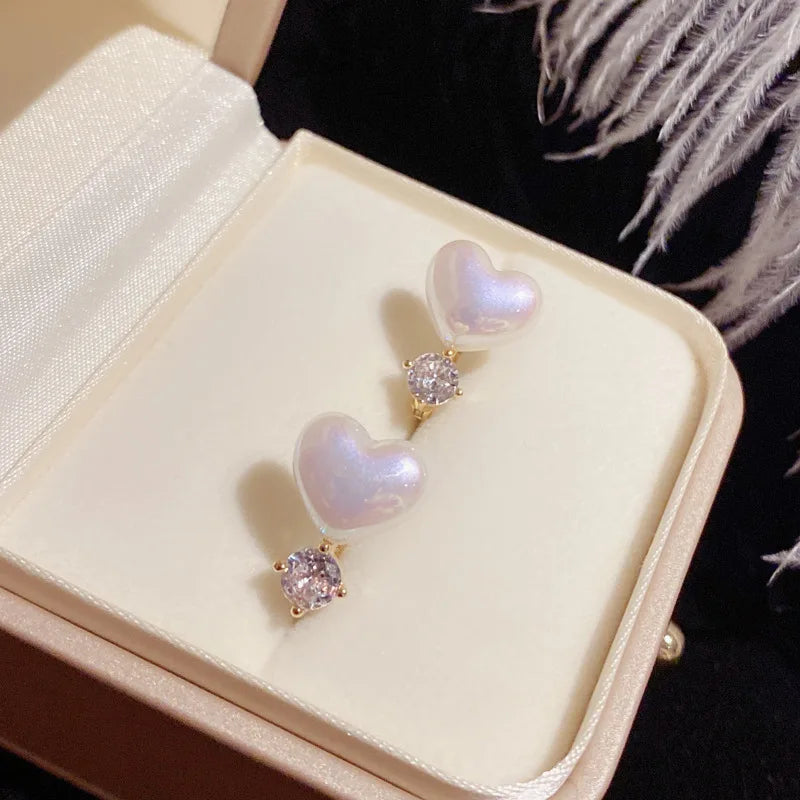Pearl Long Earrings With Rhinestones For Wedding Fashion - Smarsty